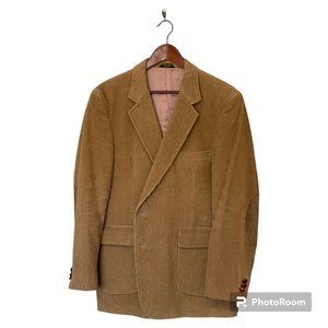 Garrison Park Men's 46R Vintage Tan Brown Corduroy Blazer W/ Elbow Patches